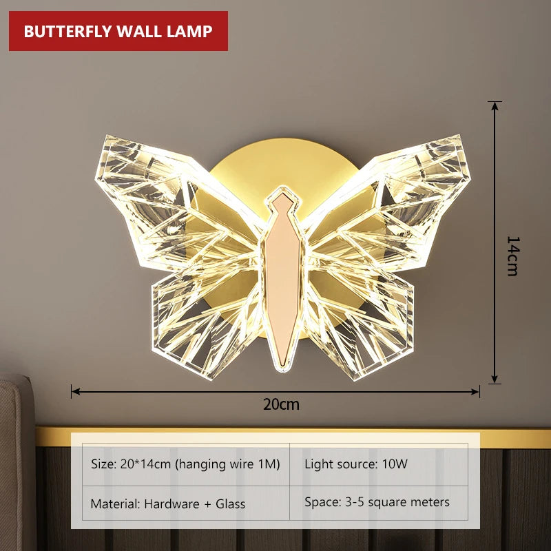 Led butterfly wall light modern indoor decorative lamp
