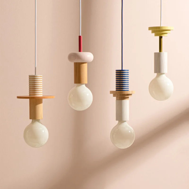 Modern wood LED pendant light for kitchen, Nordic home decor, restaurant ceiling and bedroom