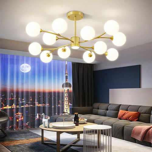 Nordic glass LED chandelier for kitchen decor - vue 7 sur 14