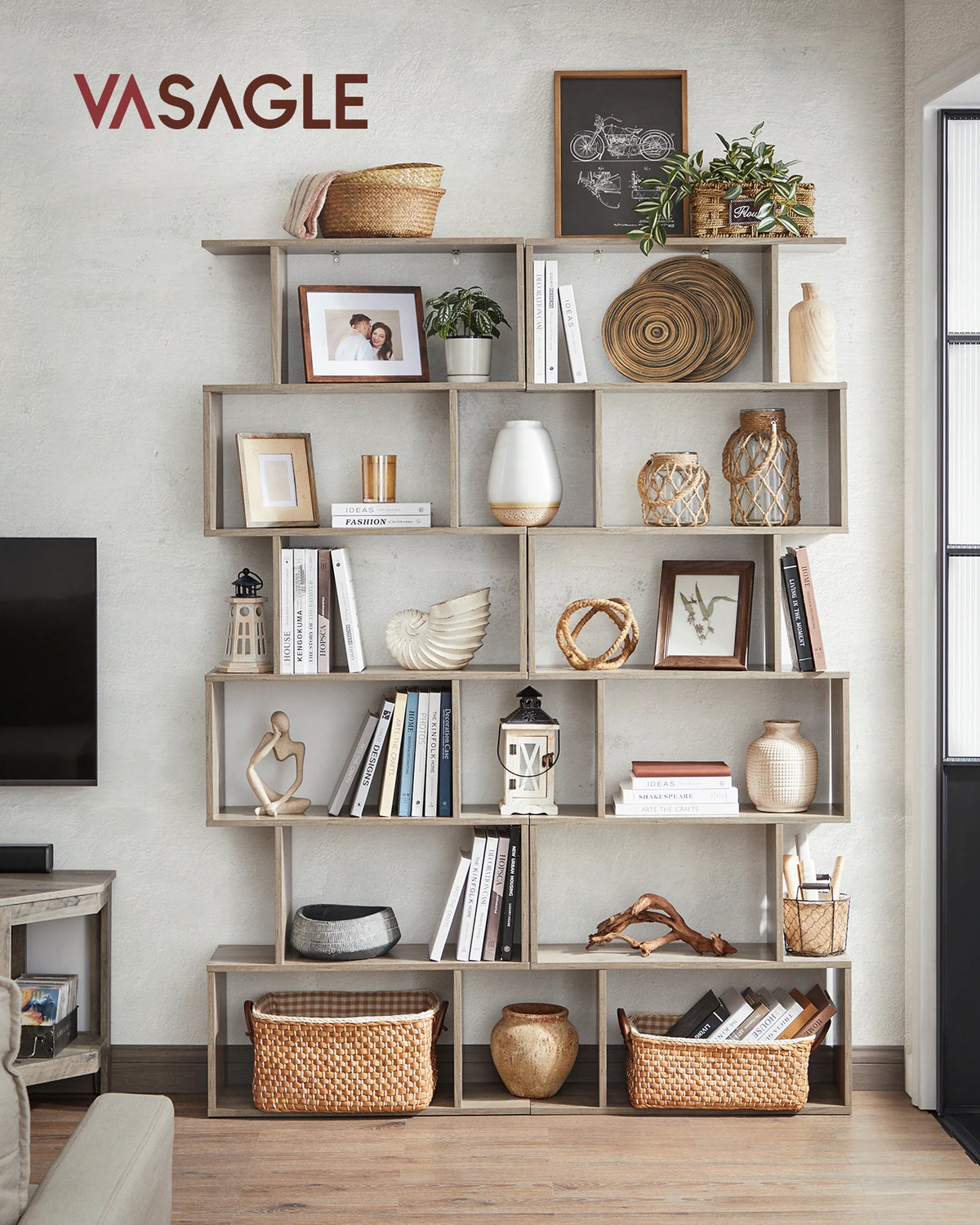 modern 6 tier freestanding shelf for office