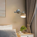 American style long arm chrome and wood wall light