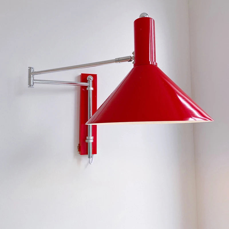Foldable extendable wall lamp with plug for reading