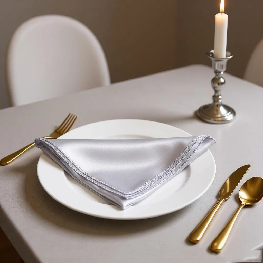 Elegant satin table napkin for receptions - vue 5 sur 5