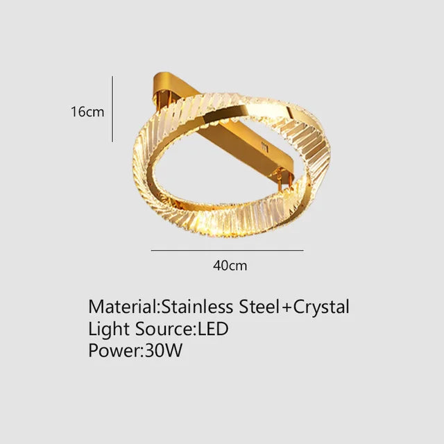 Modern gold LED pendant light with elegant crystal