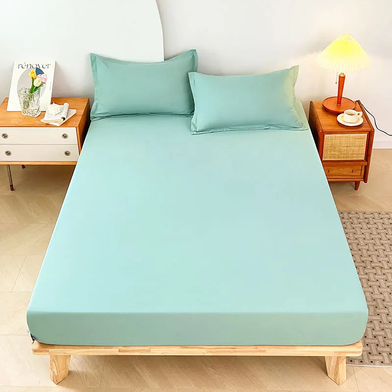 1PC Plain Color Waterproof Mattress Cover,Polyester Material, Thin Breathable,Bedroom，Four Seasons Apply - vue 7 sur 13