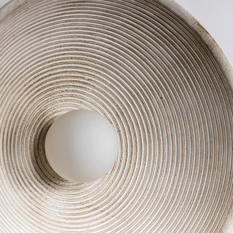 Wabi sabi round retro wall light for living room, bedroom, and hallway, glass and resin - vue 3 sur 14