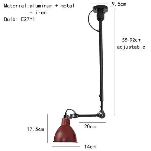 Retro American style chandelier with adjustable length lampshade - vue 17 sur 21