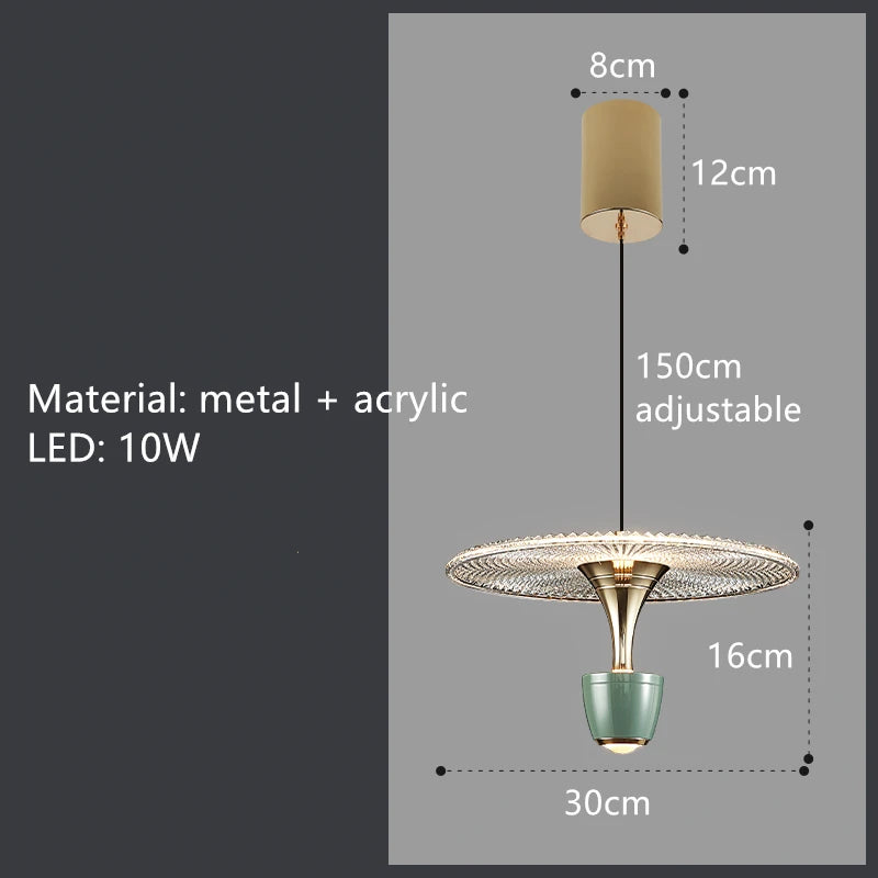 suspension led rond acrylique avec cordon réglable