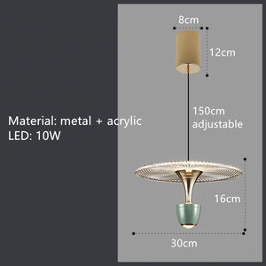 Round acrylic LED pendant light with adjustable cord