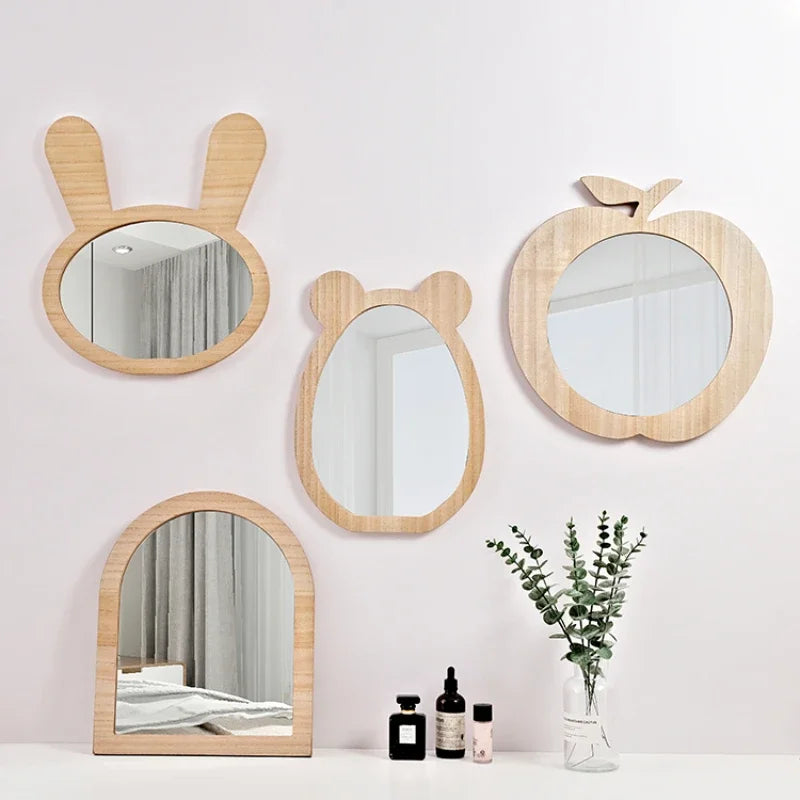 cute decorative wooden hanging mirrors for kids