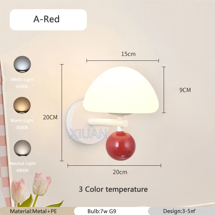 Nordic mushroom LED wall light for creative ambience - vue 7 sur 11