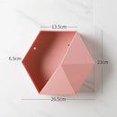 hexagonal wooden wall rack for books and decorations