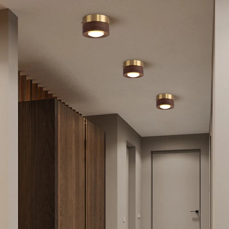 Walnut and ash LED ceiling lights for decorative lighting