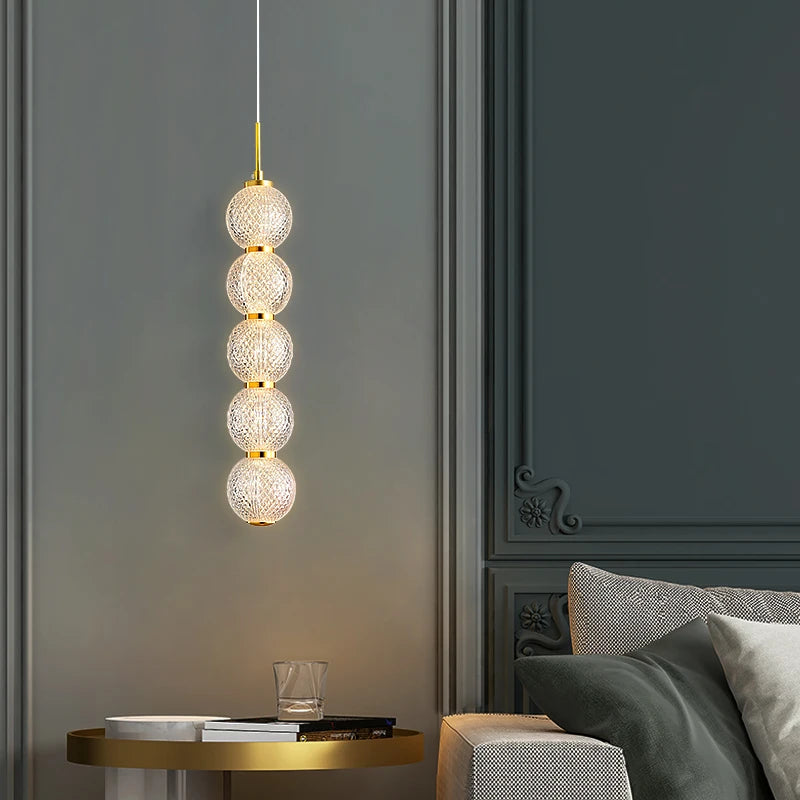 Transparent acrylic LED pendant light adjustable height