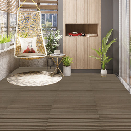 Clip-on wpc decking boards 30x60cm, set of 6 tiles, 1m² - vue 2 sur 7