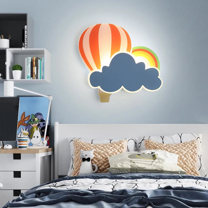 Children's hot air balloon cloud LED wall light - vue 4 sur 10
