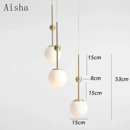 Creative gold glass chandelier with three lights modern lighting - vue 7 sur 9
