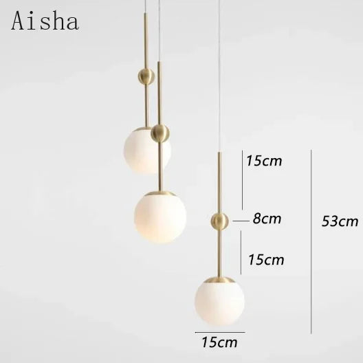 Creative gold glass chandelier with three lights modern lighting - vue 6 sur 9