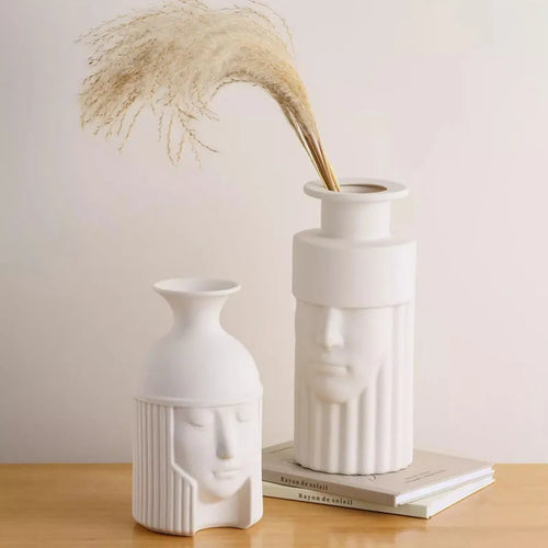Greek ceramic vase human head for interior decoration - vue 3 sur 9