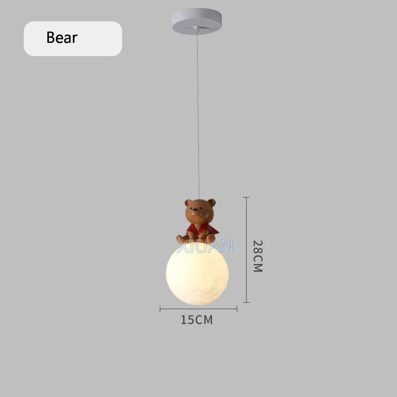 Children's animal design pendant light horse bear rabbit whale - vue 10 sur 10