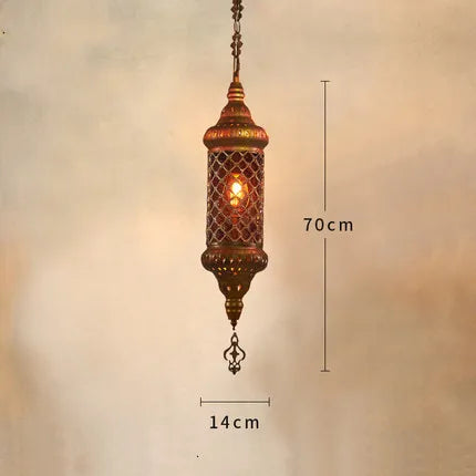 Retro industrial iron and coloured glass chandelier for Asian venues - vue 15 sur 14