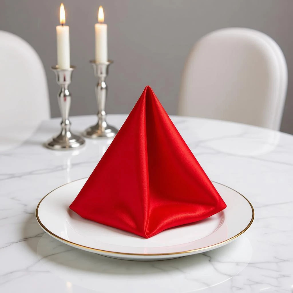 Satin table napkin set for weddings and elegant receptions - vue 4 sur 5