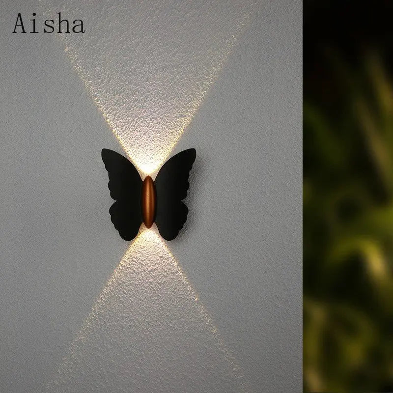 Decorative waterproof butterfly wall light for outdoor use