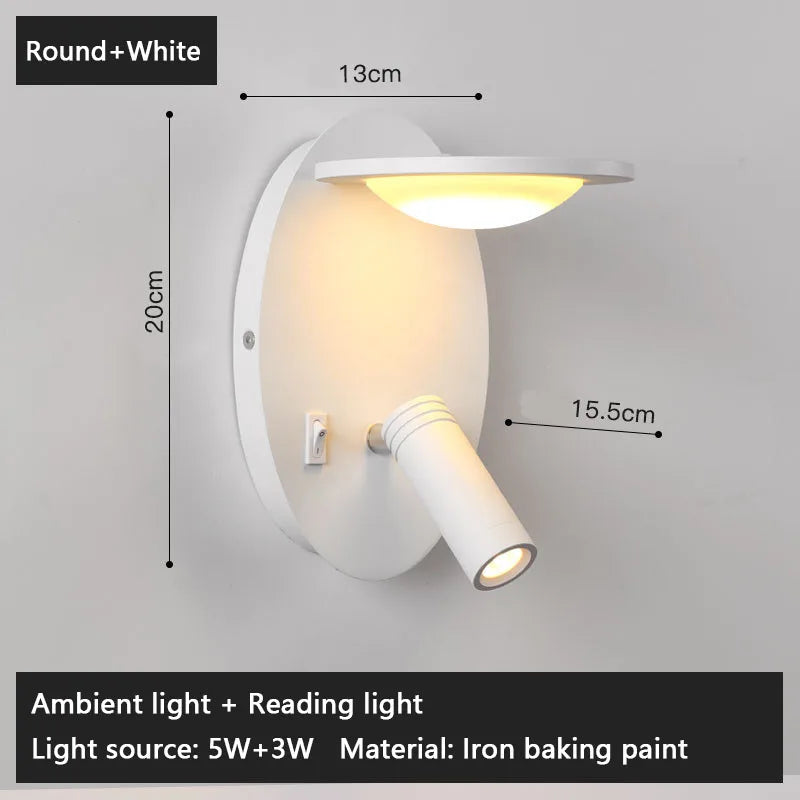 rotating wall light with USB port and night lighting