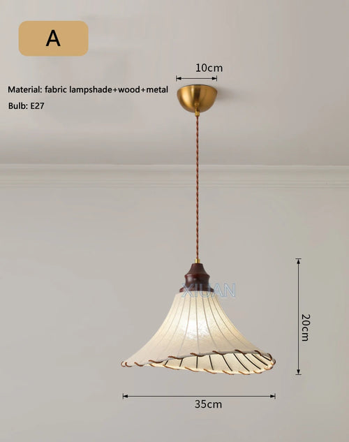 Retro wabi-sabi linen pendant light for medieval decor - vue 9 sur 10