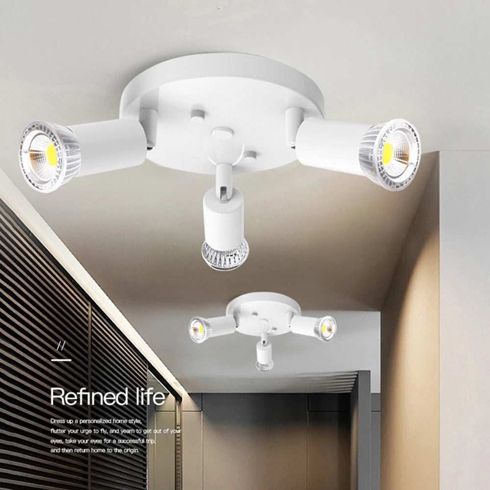 Adjustable three-head rotatable flush mount ceiling light for modern lighting