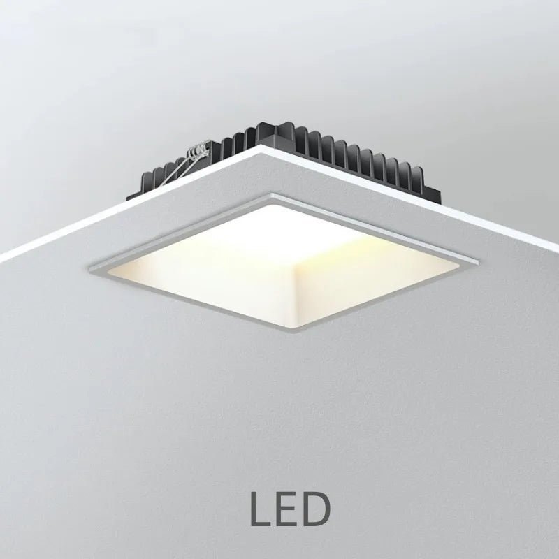 Square dimmable recessed LED ceiling light