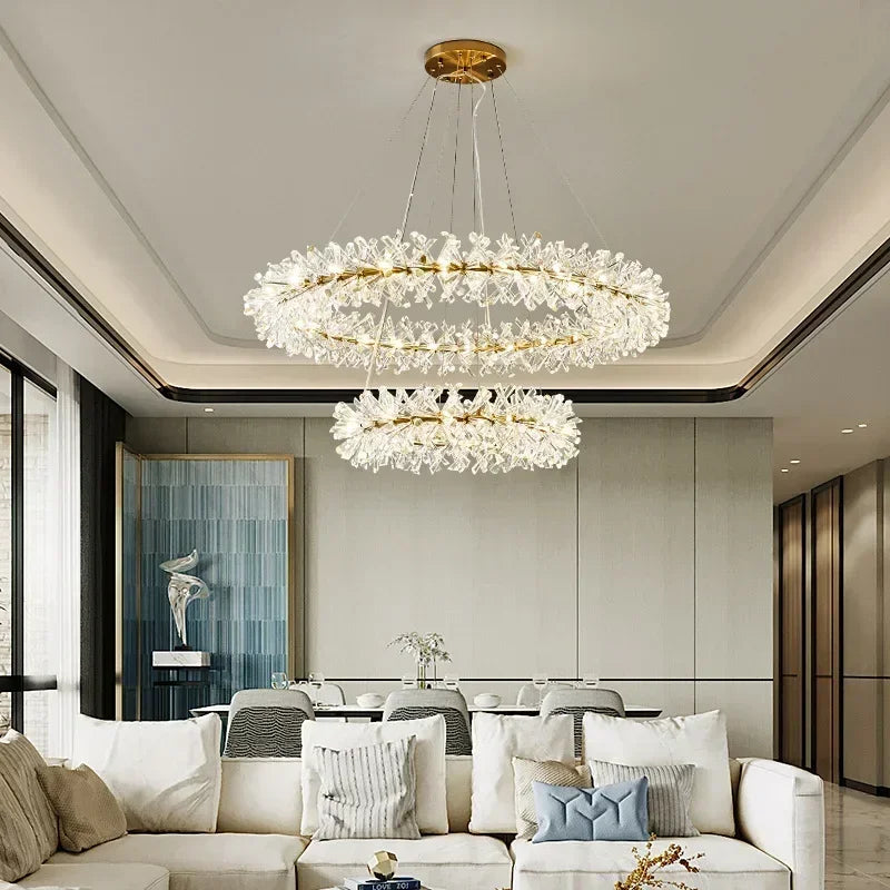 Modern clear crystal pendant light for interior decoration - vue 4 sur 13