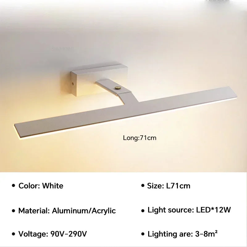 Modern waterproof LED wall light for mirror, rotatable and bright - vue 9 sur 14