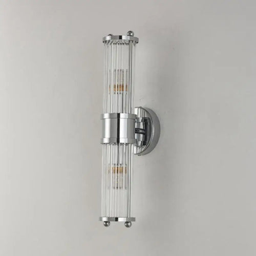 Crystal wall light with chrome and black stripes for indoor use - vue 12 sur 11