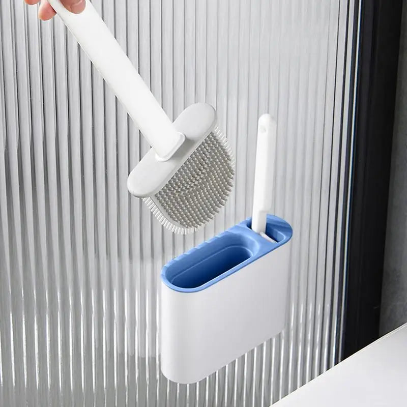 Quick-drying toilet brush with wall-mounted holder and efficient cleaning