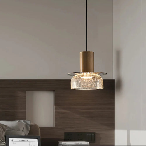 Retro minimalist crackle glass chandelier for modern interiors - vue 5 sur 12