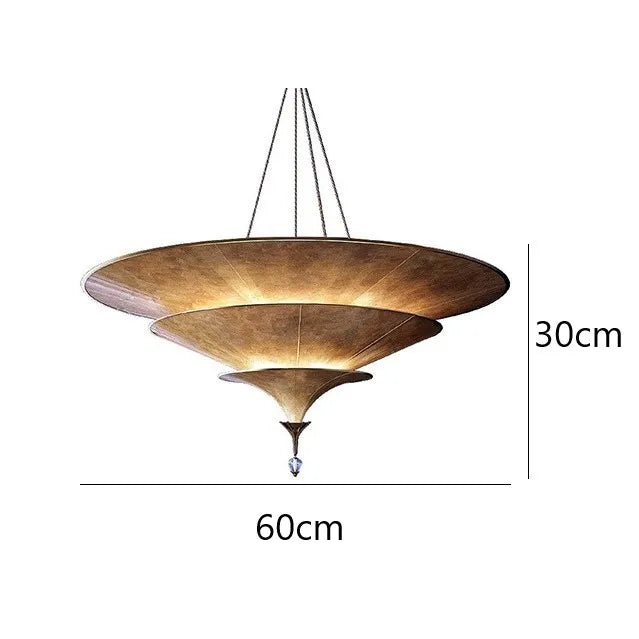 Modern cone pendant light with sheepskin paper shade - vue 7 sur 8