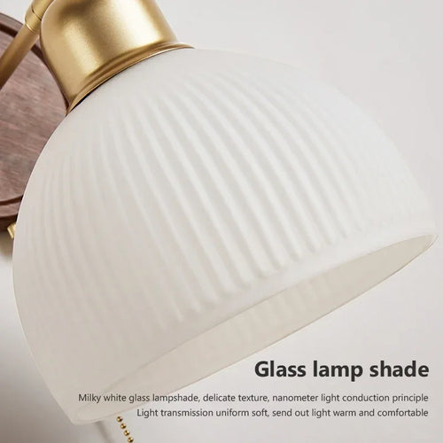 Glass wall light with pull switch artistic decor - vue 7 sur 8