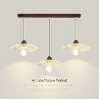 Decorative retro Nordic wooden and glass pendant light