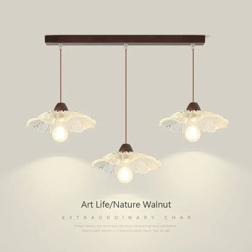 Decorative retro Nordic wooden and glass pendant light