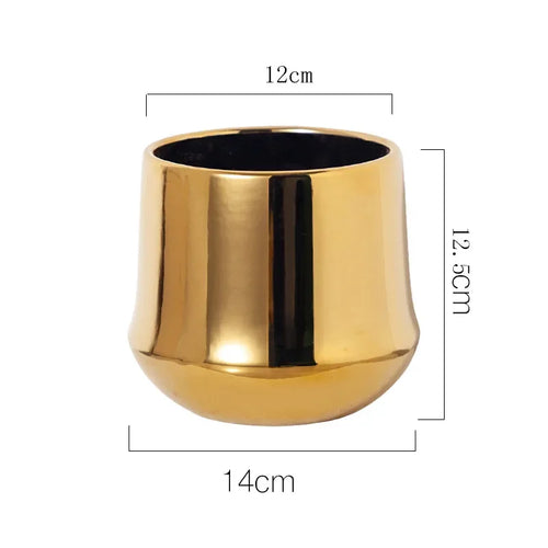 gold ceramic flower pot for modern interior decoration - vue 14 sur 14