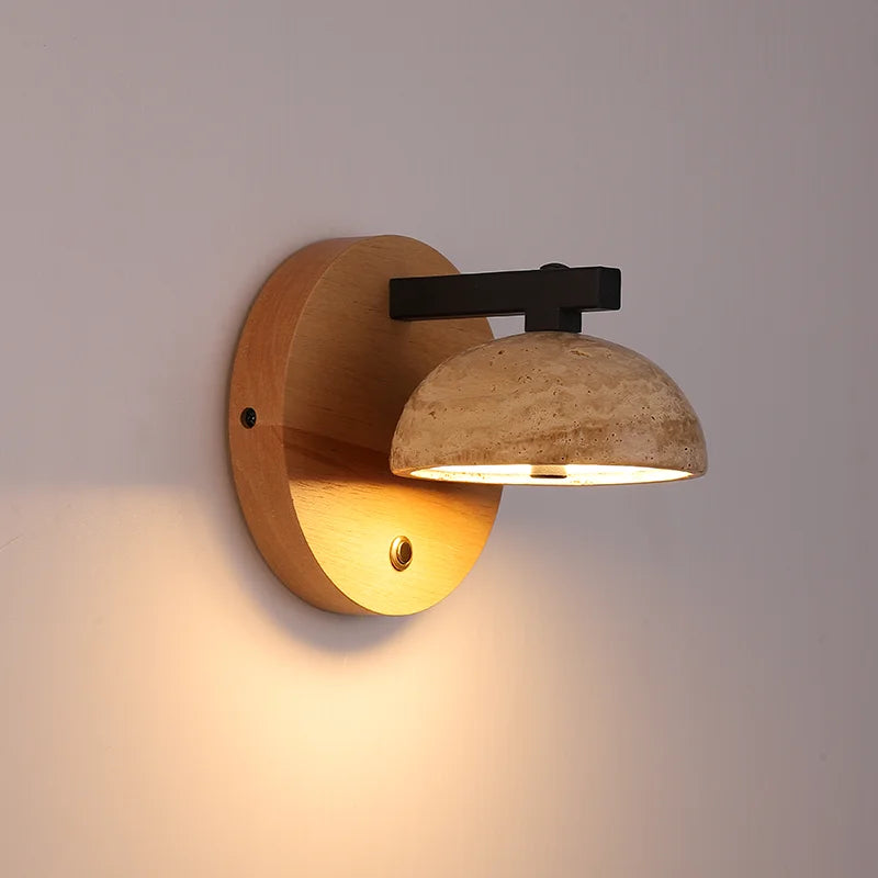 Modern vintage Nordic style natural stone LED wall light