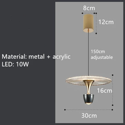 suspension led ronde en acrylique avec cordon réglable