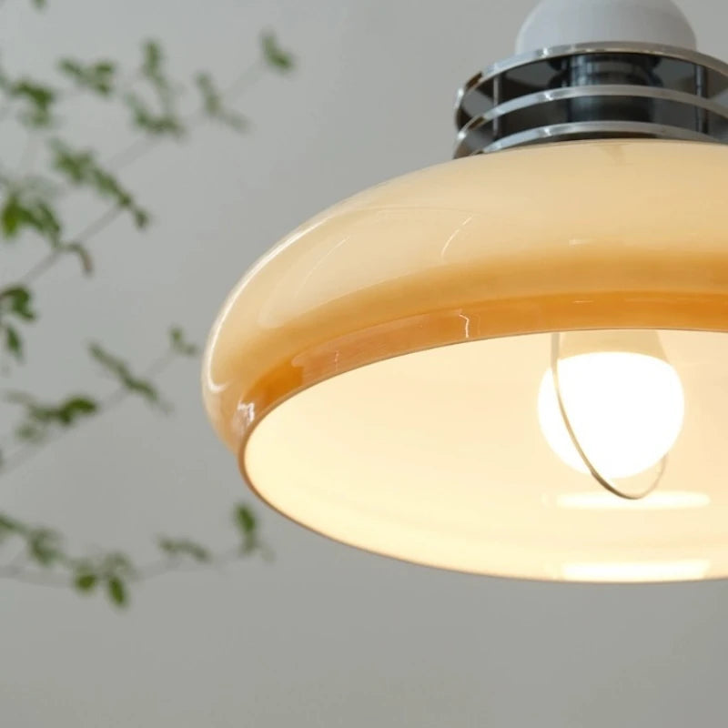 Bauhaus retractable glass pendant light medieval retro style - vue 4 sur 7