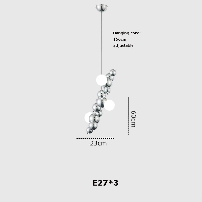 Art deco gold chrome LED pendant light for elegant interiors - vue 15 sur 16