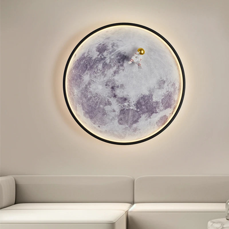 Modern round moon wall lamp for interior decor and gift