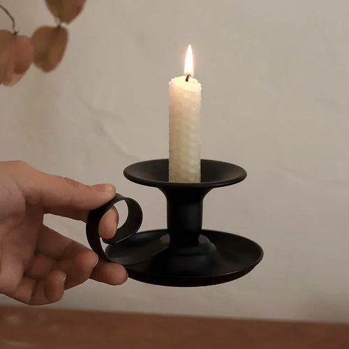 Vintage tea cup style iron candle holder