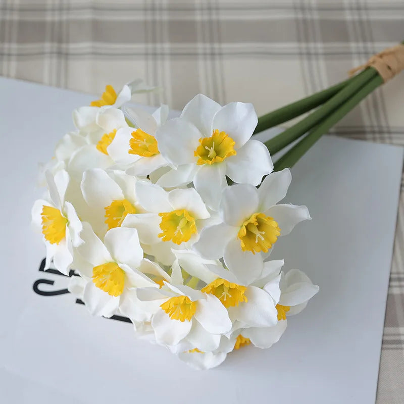 Set of 6 artificial narcissus flower bouquets for all decorations - vue 4 sur 9