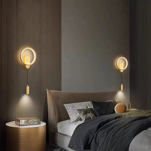 Modern brass wall light with 3 interchangeable lamps - vue 3 sur 7