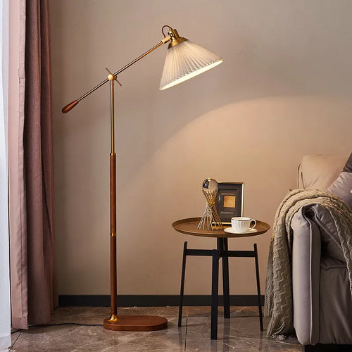 Premium vintage pleated fabric floor lamp